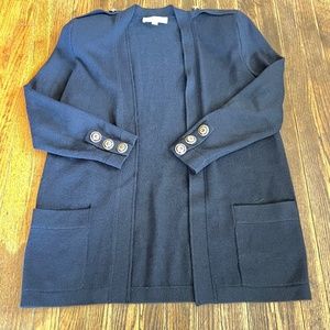 ST. JOHN GORGEOUS BLACK KNIT CARDIGAN LOGO BUTTONS. Small